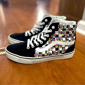 Vans high tops with butterfly accents. Worn only a few times. Very gently used